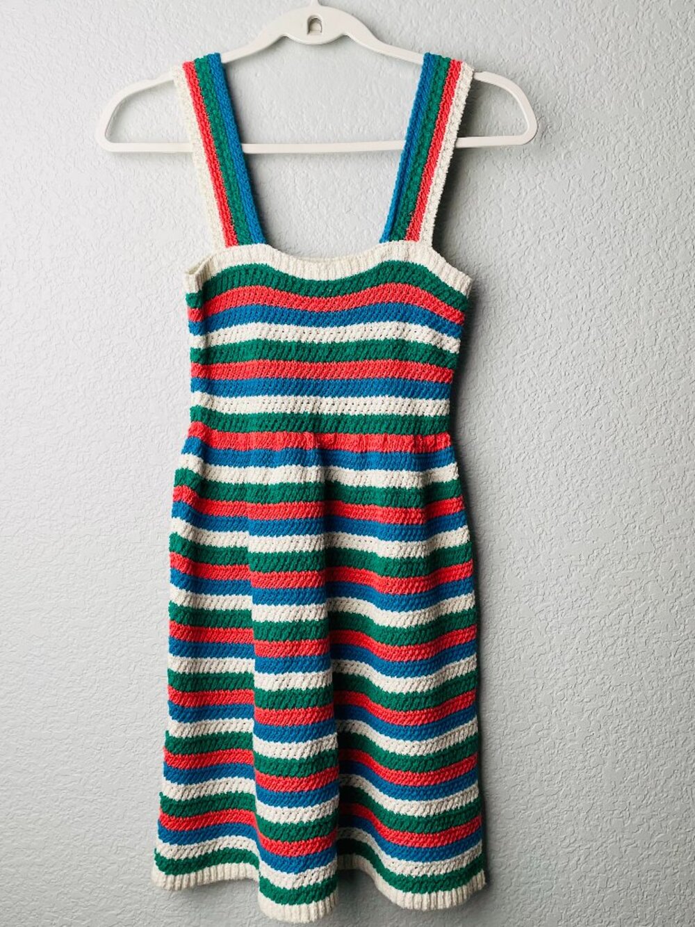 ZARA NWT Striped Knit Crochet Dress Summer Multi Color Strappy Beach | Small